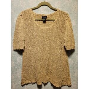 Y2K Baby Doll Sweater Tan Puff Sleeve Tan Lg Cottage Fairy Shirt Festival Layer